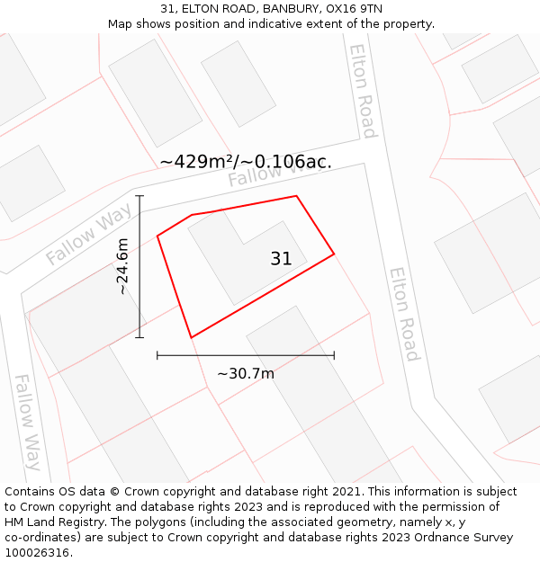 31, ELTON ROAD, BANBURY, OX16 9TN: Plot and title map