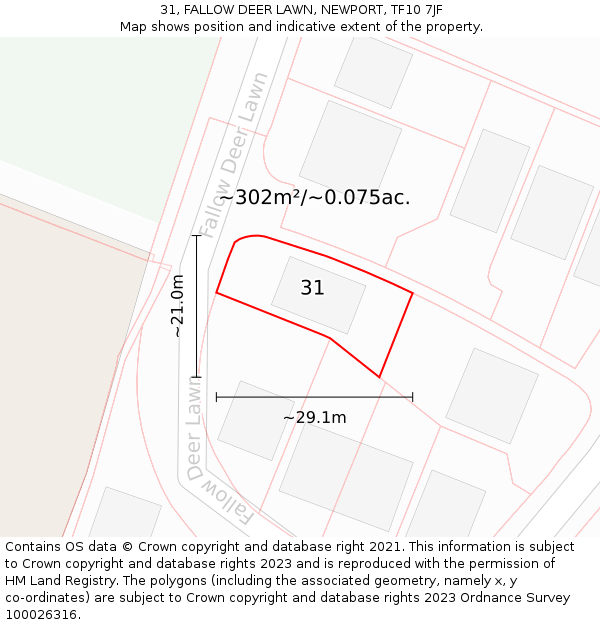 31, FALLOW DEER LAWN, NEWPORT, TF10 7JF: Plot and title map