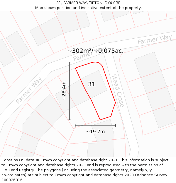 31, FARMER WAY, TIPTON, DY4 0BE: Plot and title map