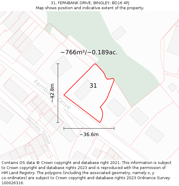 31, FERNBANK DRIVE, BINGLEY, BD16 4PJ: Plot and title map