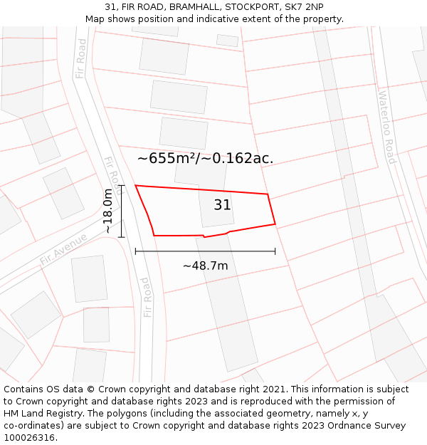 31, FIR ROAD, BRAMHALL, STOCKPORT, SK7 2NP: Plot and title map