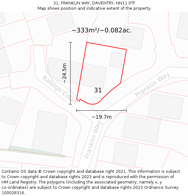 31, FRANKLIN WAY, DAVENTRY, NN11 0TF: Plot and title map