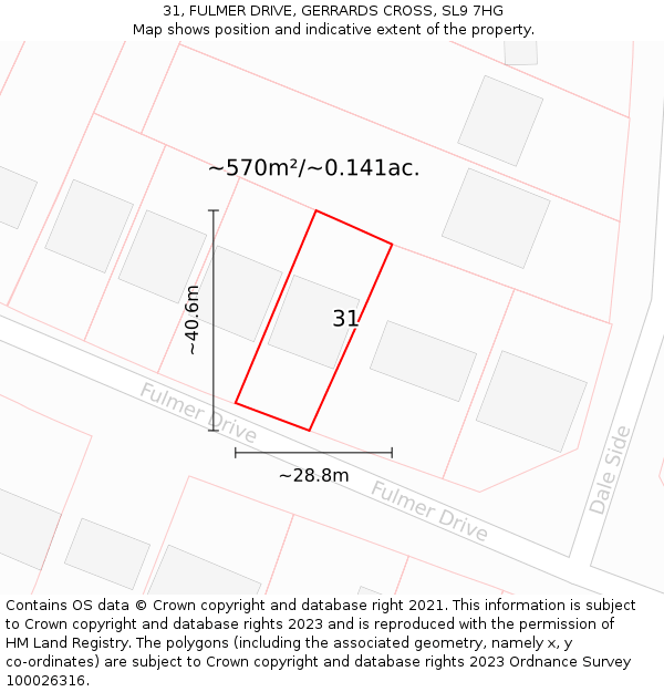 31, FULMER DRIVE, GERRARDS CROSS, SL9 7HG: Plot and title map