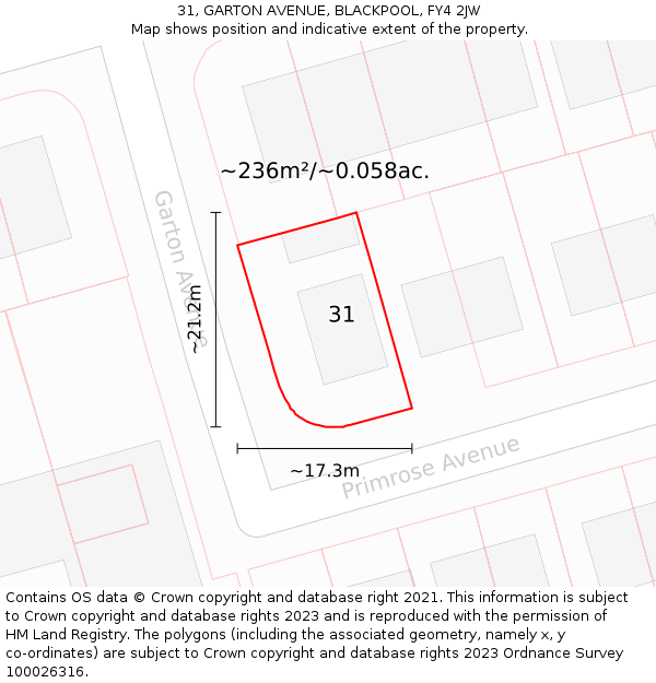 31, GARTON AVENUE, BLACKPOOL, FY4 2JW: Plot and title map