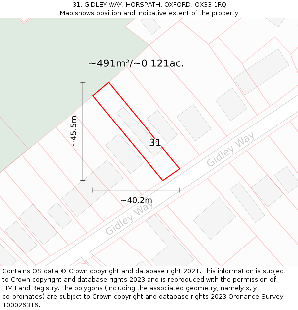 31, GIDLEY WAY, HORSPATH, OXFORD, OX33 1RQ: Plot and title map