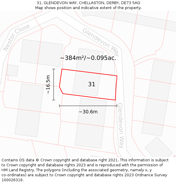 31, GLENDEVON WAY, CHELLASTON, DERBY, DE73 5AG: Plot and title map