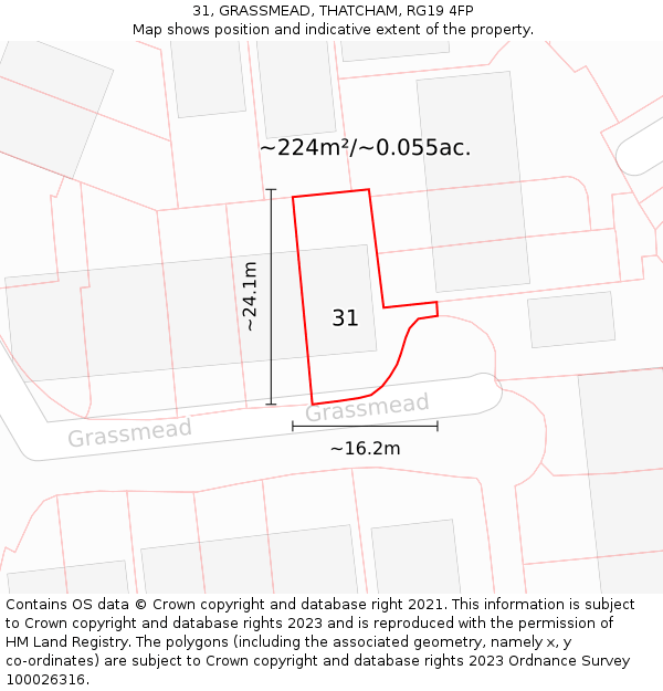31, GRASSMEAD, THATCHAM, RG19 4FP: Plot and title map