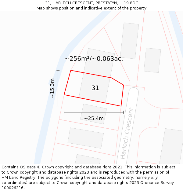 31, HARLECH CRESCENT, PRESTATYN, LL19 8DG: Plot and title map