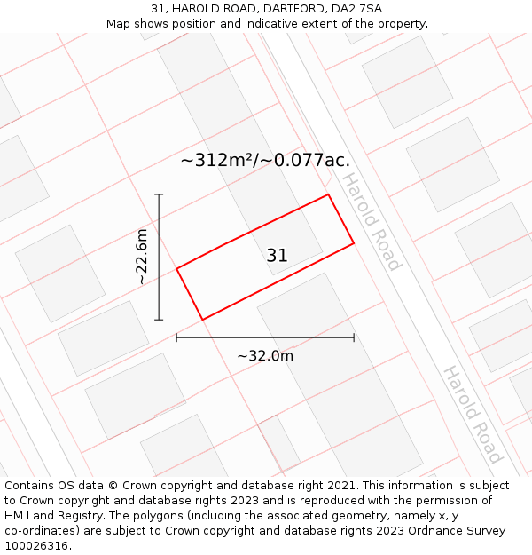 31, HAROLD ROAD, DARTFORD, DA2 7SA: Plot and title map