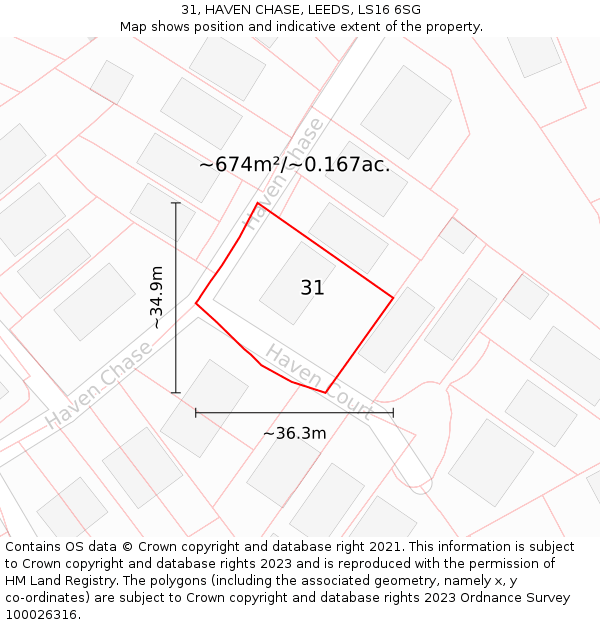 31, HAVEN CHASE, LEEDS, LS16 6SG: Plot and title map