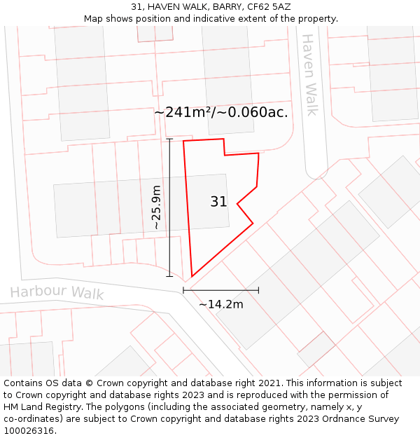 31, HAVEN WALK, BARRY, CF62 5AZ: Plot and title map