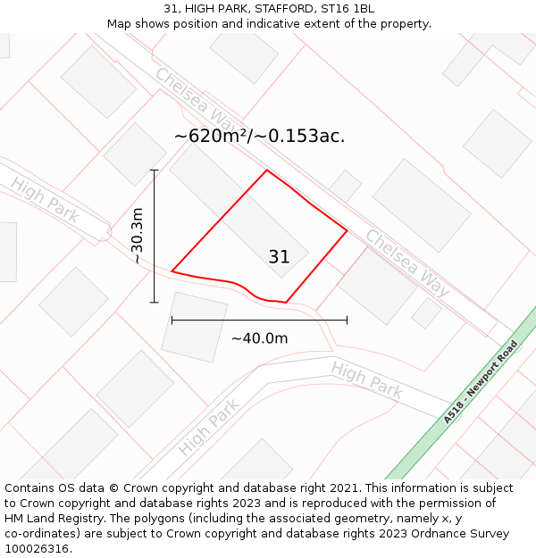 31, HIGH PARK, STAFFORD, ST16 1BL: Plot and title map