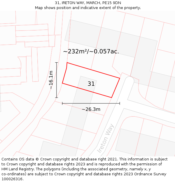 31, IRETON WAY, MARCH, PE15 9DN: Plot and title map