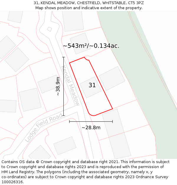 31, KENDAL MEADOW, CHESTFIELD, WHITSTABLE, CT5 3PZ: Plot and title map