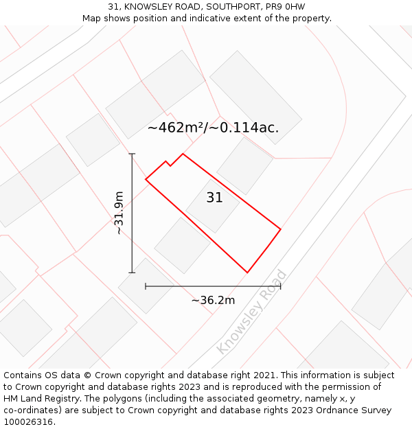 31, KNOWSLEY ROAD, SOUTHPORT, PR9 0HW: Plot and title map