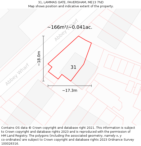 31, LAMMAS GATE, FAVERSHAM, ME13 7ND: Plot and title map