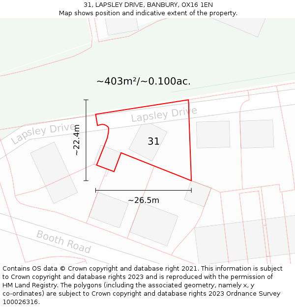 31, LAPSLEY DRIVE, BANBURY, OX16 1EN: Plot and title map