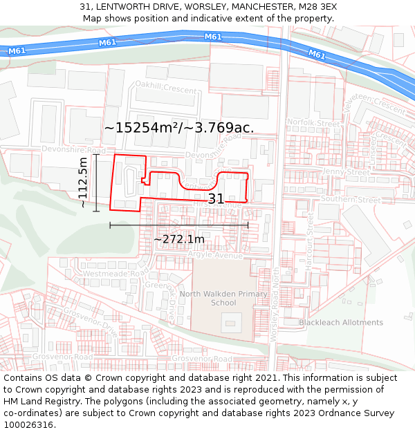 31, LENTWORTH DRIVE, WORSLEY, MANCHESTER, M28 3EX: Plot and title map