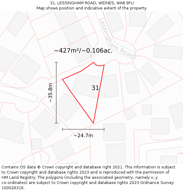 31, LESSINGHAM ROAD, WIDNES, WA8 9FU: Plot and title map