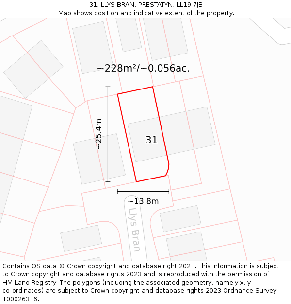 31, LLYS BRAN, PRESTATYN, LL19 7JB: Plot and title map