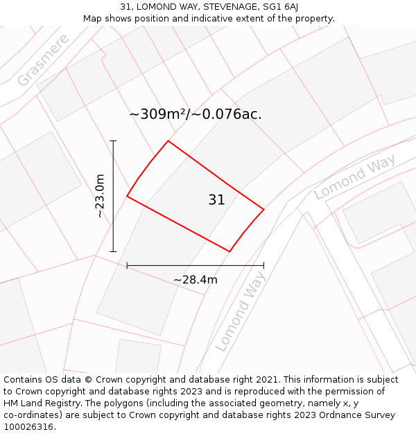 31, LOMOND WAY, STEVENAGE, SG1 6AJ: Plot and title map