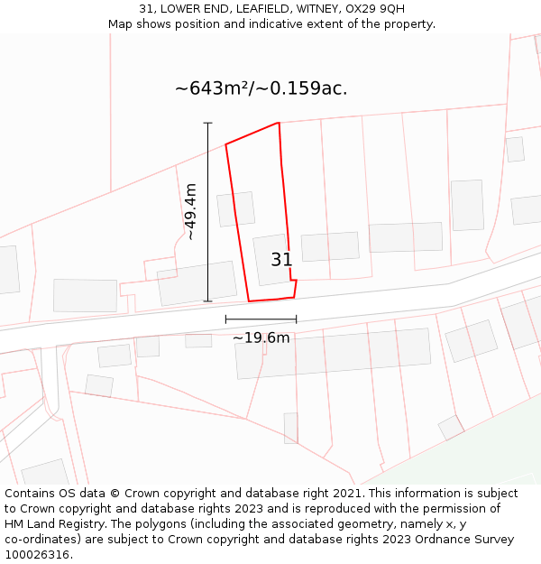 31, LOWER END, LEAFIELD, WITNEY, OX29 9QH: Plot and title map