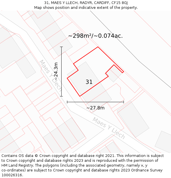 31, MAES Y LLECH, RADYR, CARDIFF, CF15 8GJ: Plot and title map