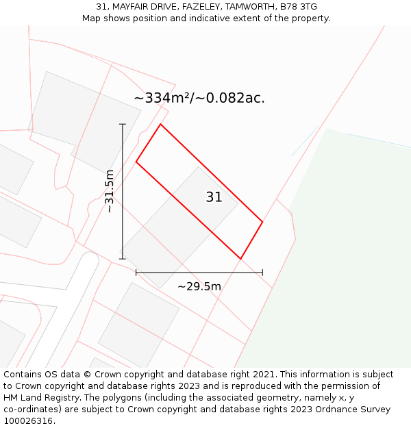 31, MAYFAIR DRIVE, FAZELEY, TAMWORTH, B78 3TG: Plot and title map