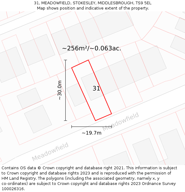 31, MEADOWFIELD, STOKESLEY, MIDDLESBROUGH, TS9 5EL: Plot and title map