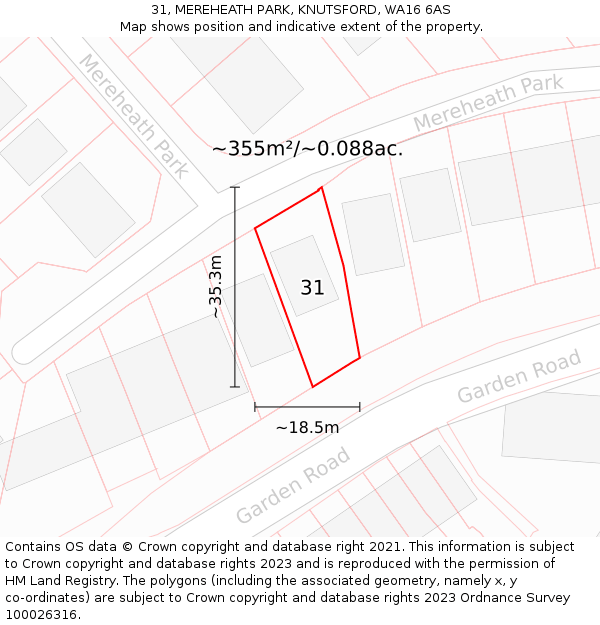 31, MEREHEATH PARK, KNUTSFORD, WA16 6AS: Plot and title map