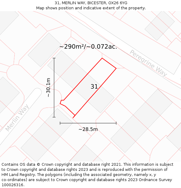 31, MERLIN WAY, BICESTER, OX26 6YG: Plot and title map