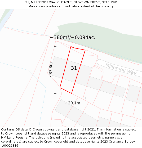 31, MILLBROOK WAY, CHEADLE, STOKE-ON-TRENT, ST10 1XW: Plot and title map