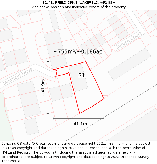 31, MUIRFIELD DRIVE, WAKEFIELD, WF2 8SH: Plot and title map