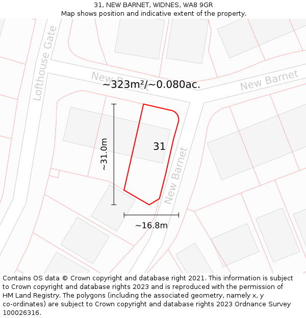 31, NEW BARNET, WIDNES, WA8 9GR: Plot and title map