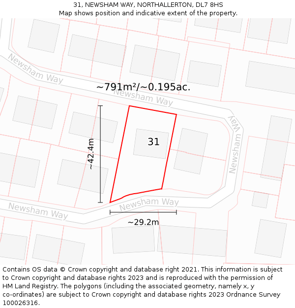 31, NEWSHAM WAY, NORTHALLERTON, DL7 8HS: Plot and title map
