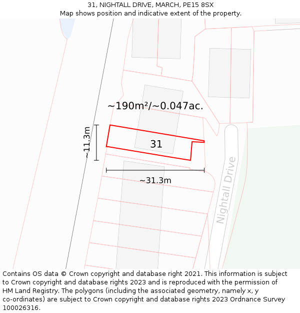 31, NIGHTALL DRIVE, MARCH, PE15 8SX: Plot and title map