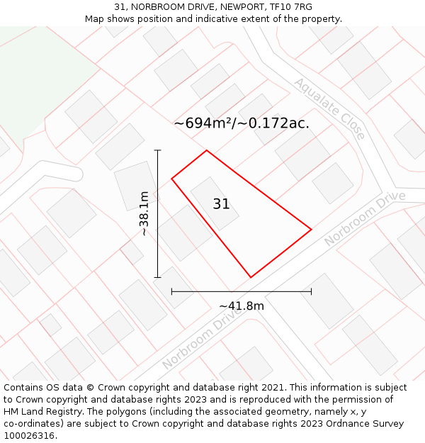 31, NORBROOM DRIVE, NEWPORT, TF10 7RG: Plot and title map