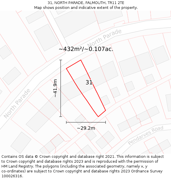 31, NORTH PARADE, FALMOUTH, TR11 2TE: Plot and title map