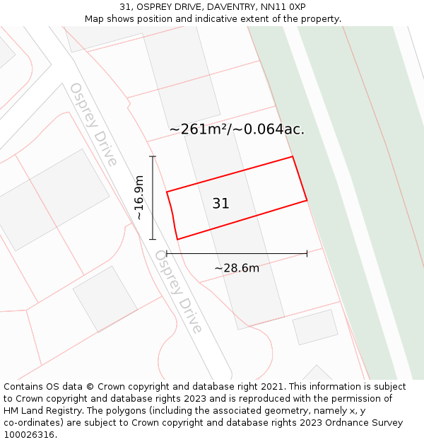 31, OSPREY DRIVE, DAVENTRY, NN11 0XP: Plot and title map