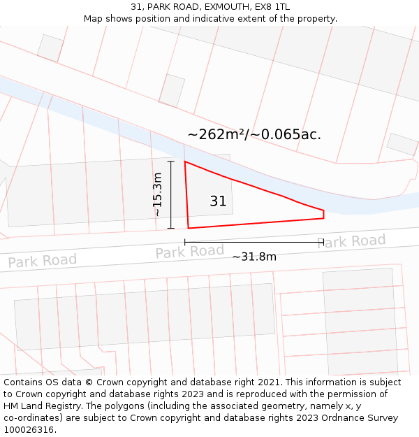 31, PARK ROAD, EXMOUTH, EX8 1TL: Plot and title map