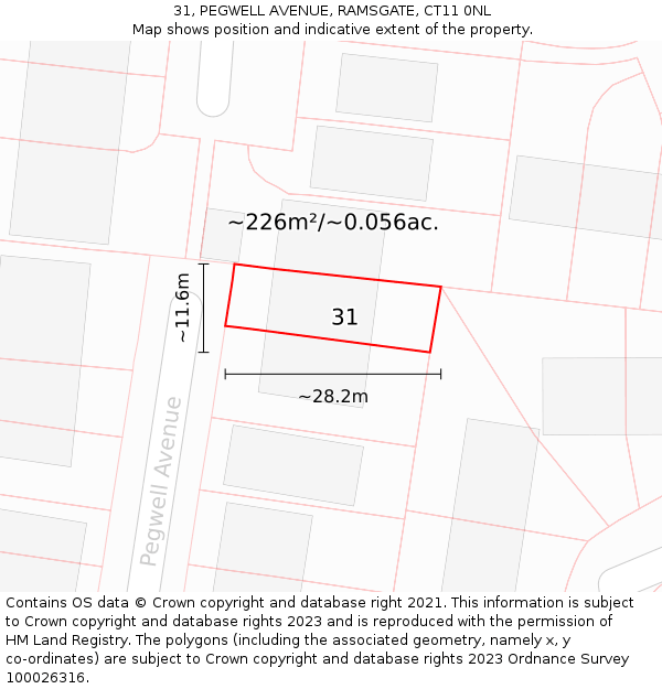 31, PEGWELL AVENUE, RAMSGATE, CT11 0NL: Plot and title map