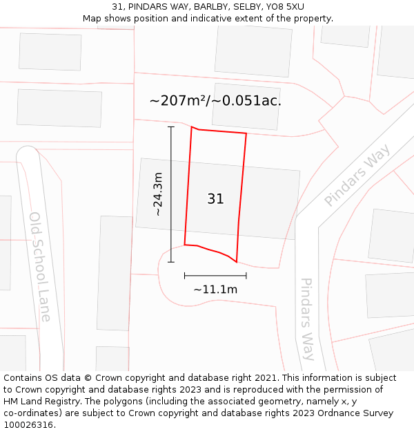 31, PINDARS WAY, BARLBY, SELBY, YO8 5XU: Plot and title map