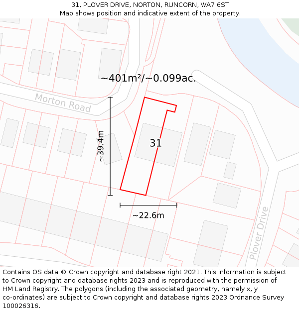 31, PLOVER DRIVE, NORTON, RUNCORN, WA7 6ST: Plot and title map