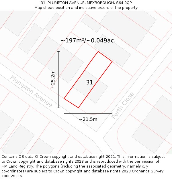 31, PLUMPTON AVENUE, MEXBOROUGH, S64 0QP: Plot and title map