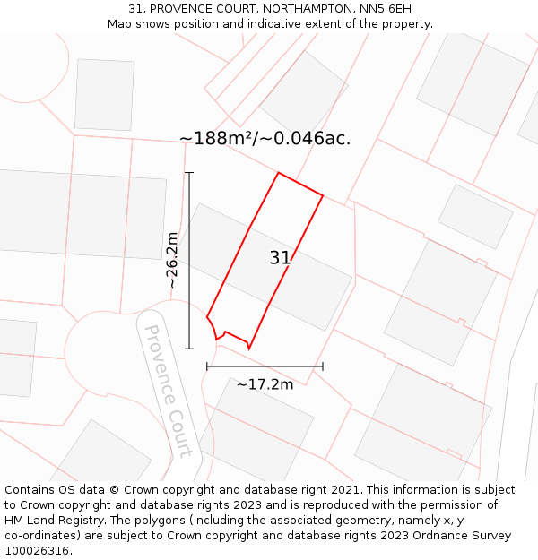 31, PROVENCE COURT, NORTHAMPTON, NN5 6EH: Plot and title map