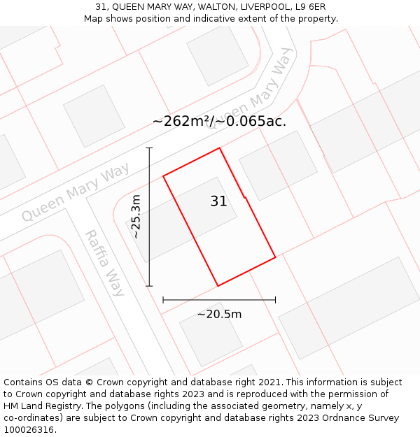 31, QUEEN MARY WAY, WALTON, LIVERPOOL, L9 6ER: Plot and title map