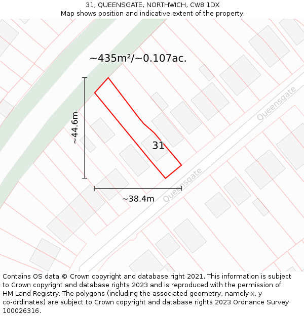 31, QUEENSGATE, NORTHWICH, CW8 1DX: Plot and title map