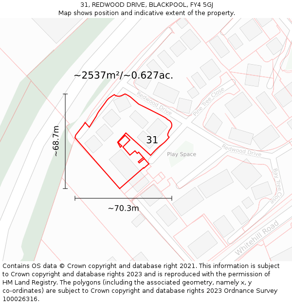 31, REDWOOD DRIVE, BLACKPOOL, FY4 5GJ: Plot and title map