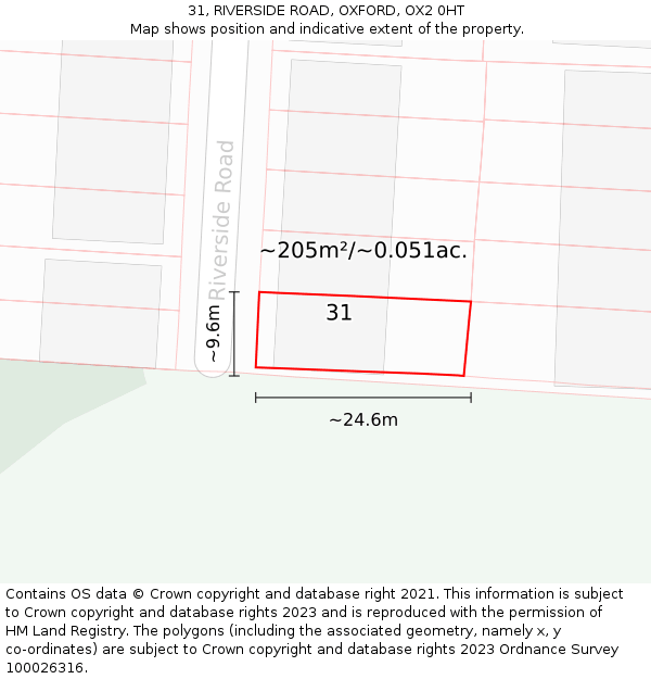 31, RIVERSIDE ROAD, OXFORD, OX2 0HT: Plot and title map