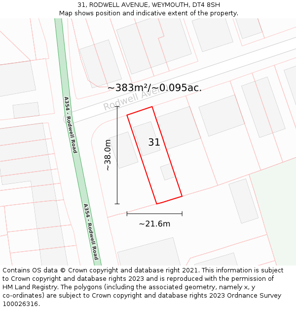 31, RODWELL AVENUE, WEYMOUTH, DT4 8SH: Plot and title map